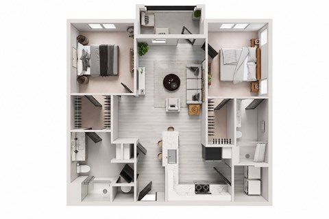 Floor plan for 2 beds, 2 baths, 1094 sqft